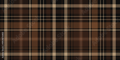 Seamless Tartan Pattern, Brown Plaid Check, Classic Textile Geometric Background in Coffee Tones. Vector. Texture for Decor and Print