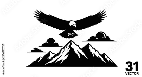Eagle flying over mountains 1.