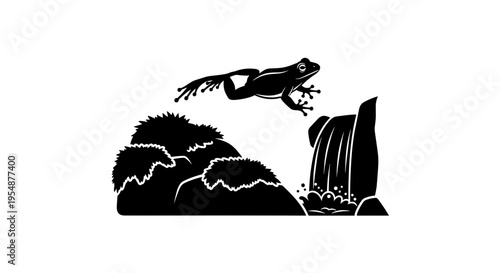 Frog jumping from cliff side.