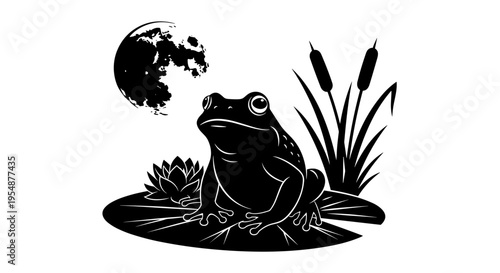 Frog Sitting on a Lily Pad 1.