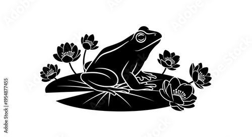 Frog Sitting on a Lily.
