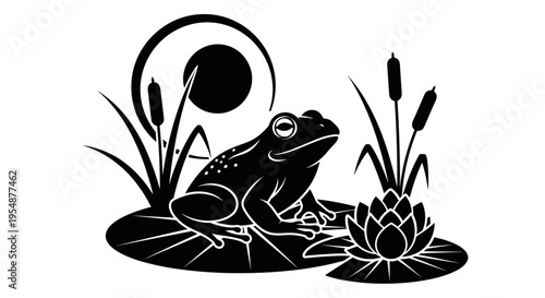 Frog Sitting on a Lily Pad.