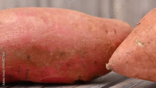 video of a raw sweet potato