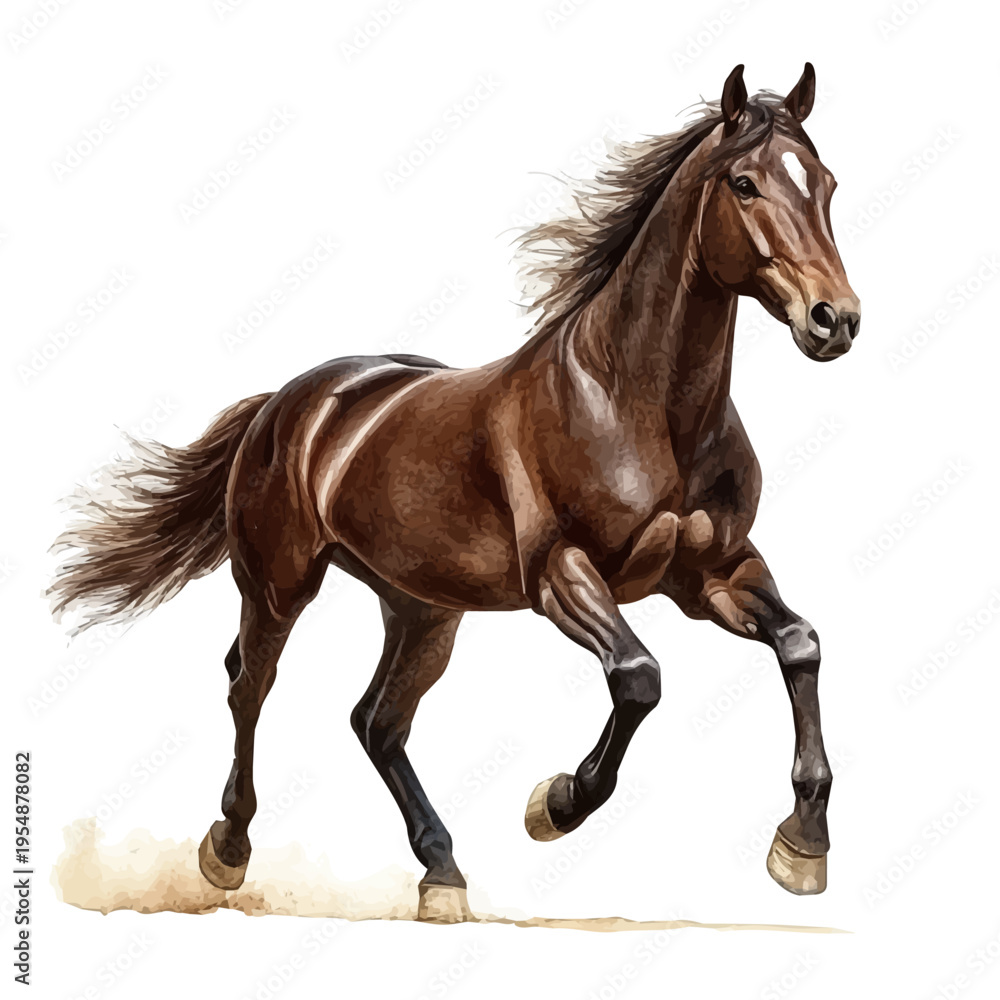 Fototapeta premium Horse, watercolor clipart vector, isolated on a white background.
