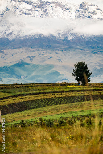 The Chimborazo volcano stands out in the Andes mountain range