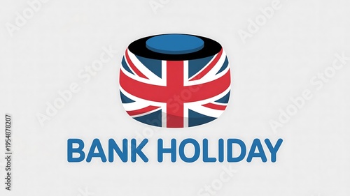 British Bank Holiday celebration with Union Jack barrel and text
