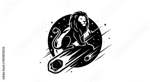 Lion Riding Space Rocket Ship.