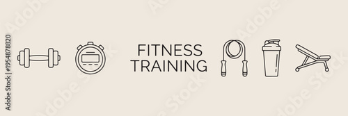 Fitness training typography design, healthy lifestyle gym workout art, professional fitness coaching vector, physical activity motivation design elements, gym and fitness branding art, workout trainin