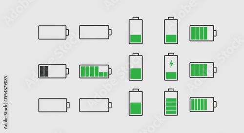 Set of Battery Charge Level Icons Vector Illustration