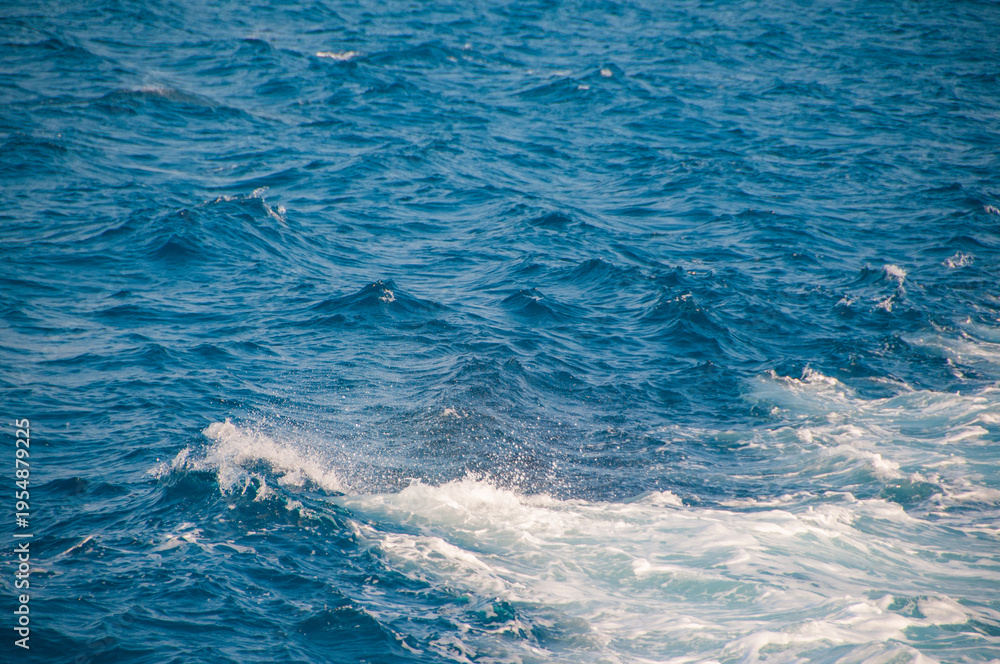 Fototapeta premium Ocean wave water background, Abstract blue sea water.