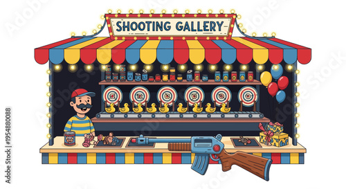 Carnival Shooting Gallery Game with Prizes and Duck Targets