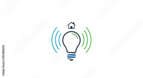 Smart Home Light Bulb Icon with Wi-Fi Signal
