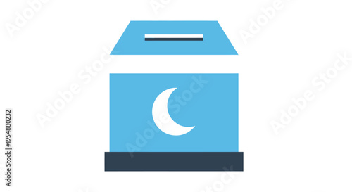Islamic Ramadan moon donation box icon, charity, zakat, alms, faith, Islam, holiday, crescent