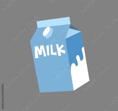 Blue Milk Carton Box Icon with Splash Illustration