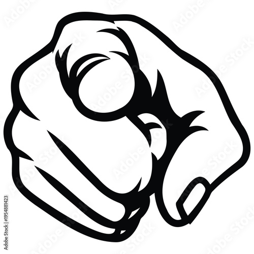 A black and white drawing of a clenched fist