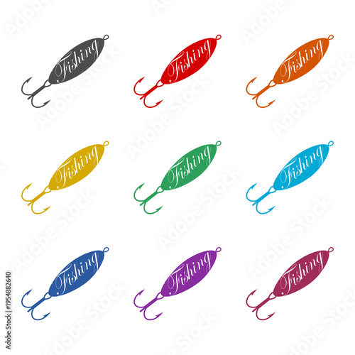 Fishing icon isolated on white background. Set icons colorful