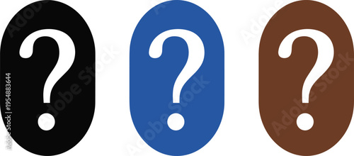 Question Mark Icon Set with Oval Background Shapes for FAQ Interfaces, Help Concepts, Information Guidance, and Minimal User Support Design