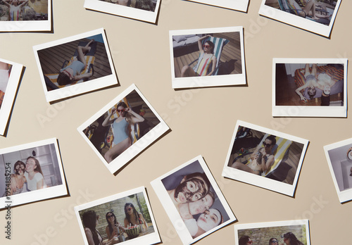 Real photo of Polaroids . PSD template mockup.