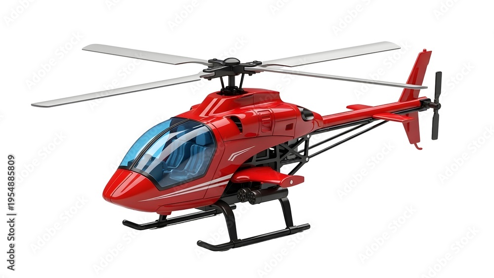 Fototapeta premium A red toy helicopter on transparent background