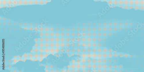 Retro sky pattern. Abstract halftone grunge texture background image. Line art vintage vector background. Blue sky in engraving style.