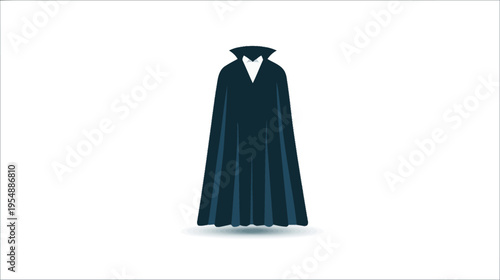 Dark Blue Vampire Cape Icon. Mysterious garment with high collar for Halloween costumes, magic, fantasy, and theatrical themes.