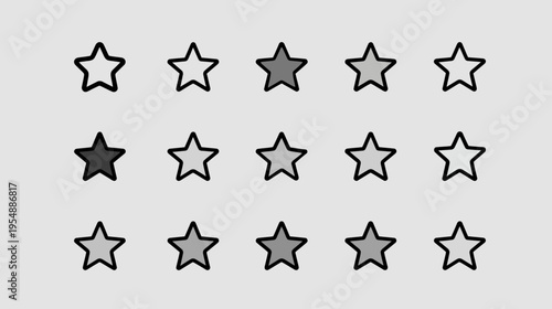 Star rating system icons for customer feedback, product reviews, and quality evaluation. Customizable UI design elements.