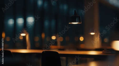 An empty newsroom at night with warm lamplight on vacant chairs. safety posters, maintenance manuals, designed for industrial assembly lines and welding operations, used by engineers.