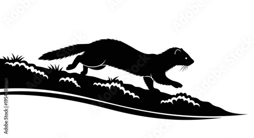 Black silhouette of a ferret.