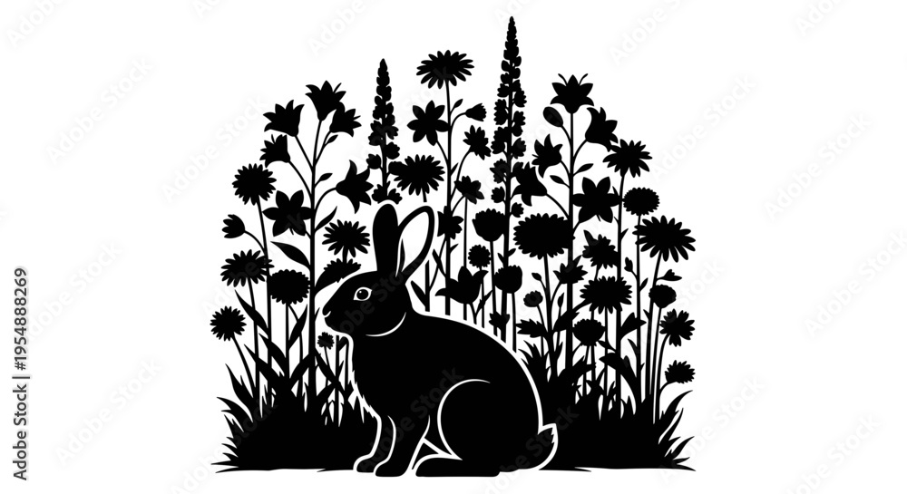 Obraz premium Black silhouette of a rabbit 4.