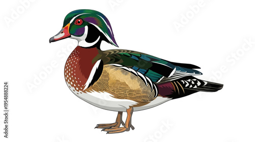 wood duck isolated on white
