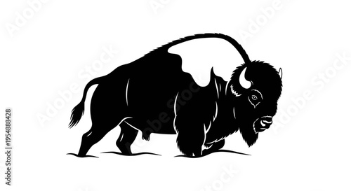 Black silhouette of bison.