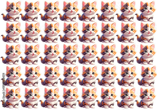Cat image material for background (cat at 100% faint), white background.