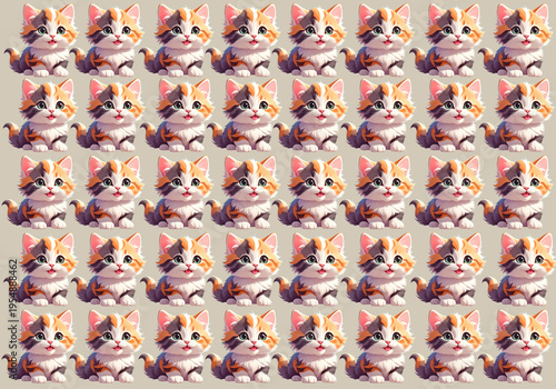 Cat image material for background (cat at 100% faint), beige background.
