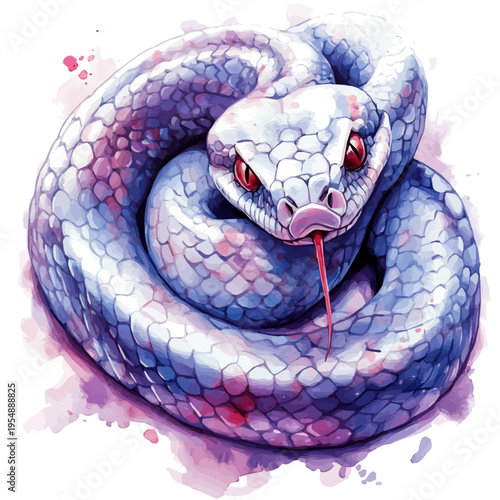 Viper, watercolor painting vector, isolated on a white background.