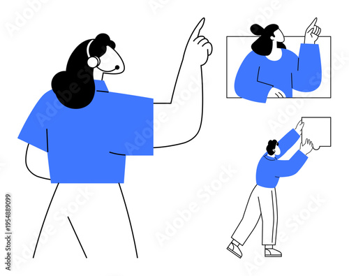 Team collaboration. Figures teamwork and collaboration activities, including discussing, deciding, and presenting. Team collaboration for business, education, creativity, workplace productivity