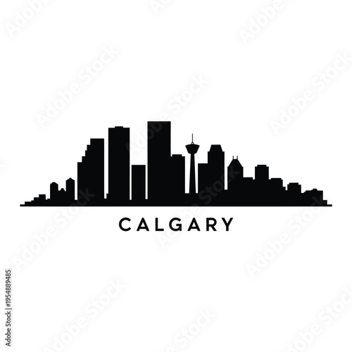 Φωτογραφία Minimalist black silhouette of the calgary skyline with city name below