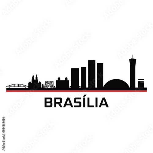 Bras lia skyline silhouette with the city name prominently displayed below
