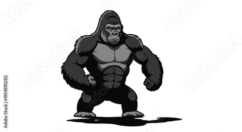 Strong Silverback Gorilla Cartoon Character Illustration