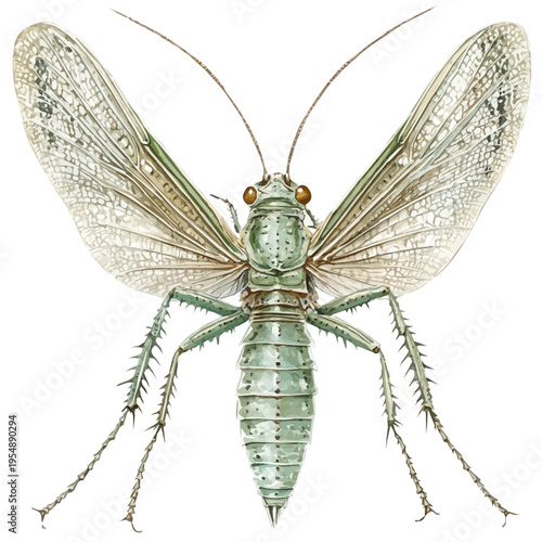 Scorpionfly, watercolor vector, isolated on a white background.