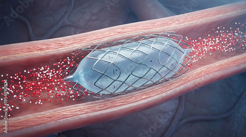Endovascular arterial stent angioplasty catheter medical balloon vessel surgery implant endovascular arterial stent angioplasty catheter medical balloon vessel surgery implant inside blood flow