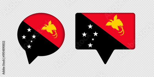 Flag of Papua New Guinea in speech bubble.