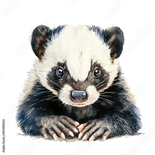 watercolor of Pet Skunk, vector, isolated on a white background.