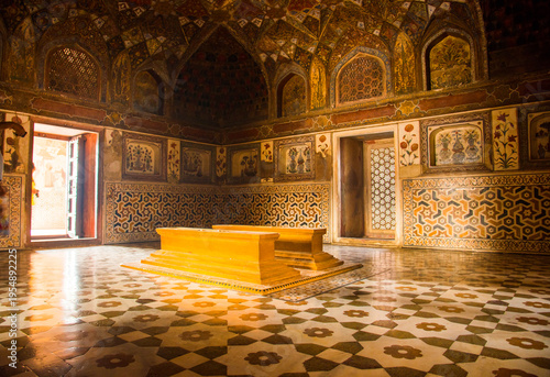 Inside view of Tomb Itmad-ud-Daulah, Baby Taj or Jewel Box, Agra, India