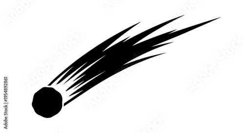 Black Silhouette of a Falling Comet or Meteorite Icon