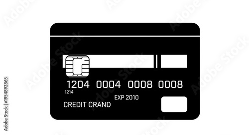 Minimalist Black Credit Card Icon Vector Illustration