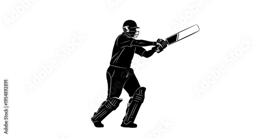 Cricket Batsman Silhouette Playing A Shot