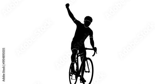 Silhouette of a Cyclist Celebrating Victory