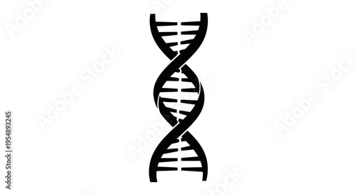 Black DNA Helix Icon on White Background