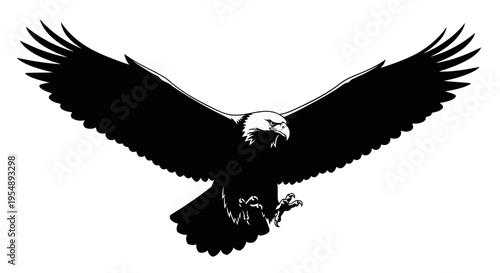 Bald Eagle Flying Silhouette Vector Illustration