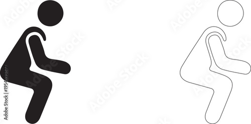 Man doing a squat. Vector icon of a strength exercise.